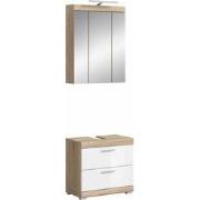 Badkamercombinatie In Sonoma Eik Licht En Wit Hoogglans Diepgetrokken