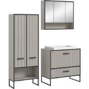 Furnilux Badkamer 3 Delen Lichtgrijs, Crèmekleurig