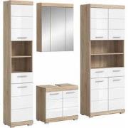 Badkamercombinatie Lambada Met Hoge Kast Eik/Wit Hoogglans 186 Cm 4-De...