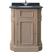 Wastafelmeubel van eikenhout en zwart graniet zonder kraan