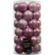Kerstballen kunststof d6 cm pink 37 st II