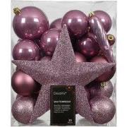 Kerstbal kunststof d8 cm pink 33 st