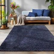 Tapijtenloods Basic Shaggy vloerkleed Donker Blauw Hoogpolig- 80x250 C...