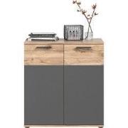 2-deurs dressoir in antracietgrijs en nox eik L80 cm - MASON