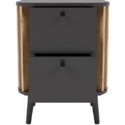Houtskoolgrijs en ambachtelijk eiken nachtkastje met 2 laden L45 cm - ...