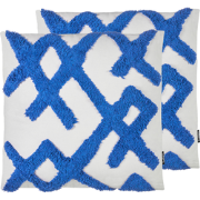 HAZEL - Sierkussen set van 2 - Blauw/Wit - 45 x 45 cm - Katoen