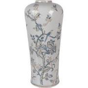 Clayre & Eef Vaas Ø 17x39 cm Wit Blauw Keramiek