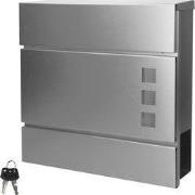 Moderne designbrievenbus met krantenvak, zilver, gemaakt van roestvrij...