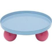 Present Time - Dienblad Double Funky Rond - Soft blue & bright pink