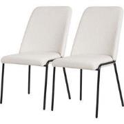 Eetkamerstoelen set van 2 beige met rugleuning, gestoffeerde stoelen v...