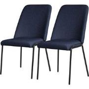 Eetkamerstoelen set van 2 donkerblauw met rugleuning, gestoffeerde sto...