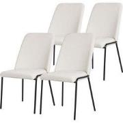 Eetkamerstoelen set van 4 beige met rugleuning, gestoffeerde stoelen v...