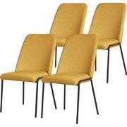 Eetkamerstoelen set van 4 mosterd met rugleuning, gestoffeerde stoelen...
