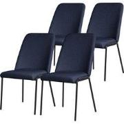 Eetkamerstoelen set van 4 donkerblauw met rugleuning, gestoffeerde sto...