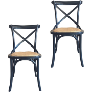 Set van 2 stoelen van massief hout en webbing L61 cm - BISTROT