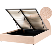 CHADENET - Bed met opbergruimte - Perzikroze - 140 x 200 cm - Bouclé