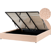CHADENET - Bed met opbergruimte - Perzikroze - 180 x 200 cm - Bouclé