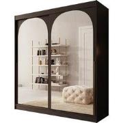 Meubella - Moniq - Kledingkast met schuifdeuren - Zwart - 200x65x215 c...