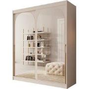 Meubella - Moniq - Kledingkast met 2 schuifdeuren - Beige - 180x65x215...