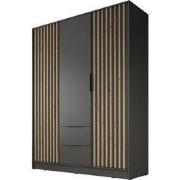 Meubella - Kledingkast Nairobi - Antraciet - Eiken - 155 cm