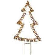 Classic warm 100 Micro-LED verlichte boom op tuinsteker wicker bruin H...