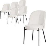 Eetkamerstoelen set van 6 beige met rugleuning, gestoffeerde stoelen v...