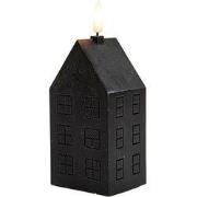 Kaars huisje wax 3d vlam 5x6x15 cm zwart