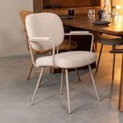 LABEL51 Eetkamerstoel Lausanne - Naturel - Royal Boucle - Taupe Metale...