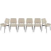 Set van 6 stoelen in beige gewatteerde stof H82,5 cm - GISELLE