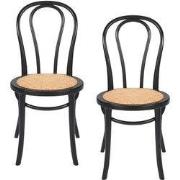 Set van 2 stoelen in beukenhout met zwarte afwerking en rotan zitting ...