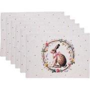 Clayre & Eef Placemats Set van 6 48x35 cm Beige Katoen