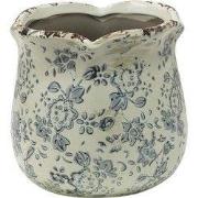 Clayre & Eef Bloempot Ø 12x12 cm Grijs Beige Keramiek Bloemen