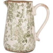 Clayre & Eef Decoratie Kan 21x15x23 cm Beige Keramiek Bloemen