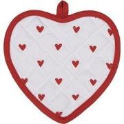 Clayre & Eef Pannenlap 20x20 cm Wit Rood Katoen Hartjes