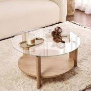 Ronde salontafel Cairo eiken melamine transparant glas Ø75 cm