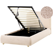 BLAGNAC - Bed met opbergruimte - Lichtbeige - 90 x 200 cm - Bouclé