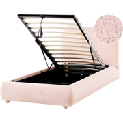 BLAGNAC - Bed met opbergruimte - Roze - 90 x 200 cm - Bouclé