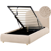 BLAGNAC - Bed met opbergruimte - Beige - 90 x 200 cm - Bouclé