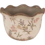 Clayre & Eef Bloempot Ø 17x11 cm Beige Roze Keramiek