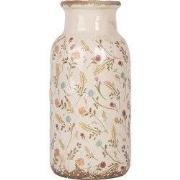 Clayre & Eef Vaas Ø 15x32 cm Beige Keramiek Bloemen