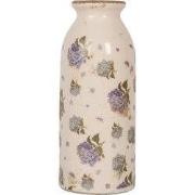Clayre & Eef Vaas Ø 8x20 cm Beige Keramiek Bloemen