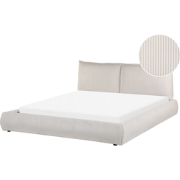 VINAY - Tweepersoonsbed - Lichtbeige - 160 x 200 cm - Corduroy