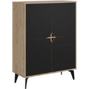 Hoog dressoir 4 deuren met metalen poten L90 cm - FLORA