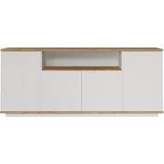 Buffetkast met 4 deuren, 1 open nis, decor van grenenhout en wit, L 18...