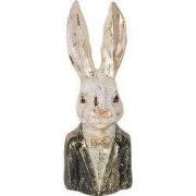 Clayre & Eef Decoratie Beeld Konijn 32 cm Wit Groen Kunststof