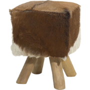 DALTON - Hocker - Wit - Lamshuid leer