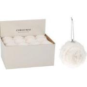 Kerstbal 80 mm kunst bont wit