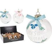 Kerstbal baby tekst 80 mm 2ass