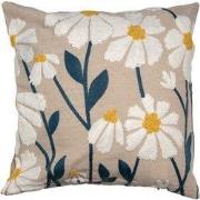 Clayre & Eef Kussenhoes 45x45 cm Beige Wit Polyester Bloemen