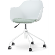 Nout-Liz bureaustoel wit met zacht groen zitkussen - wit onderstel